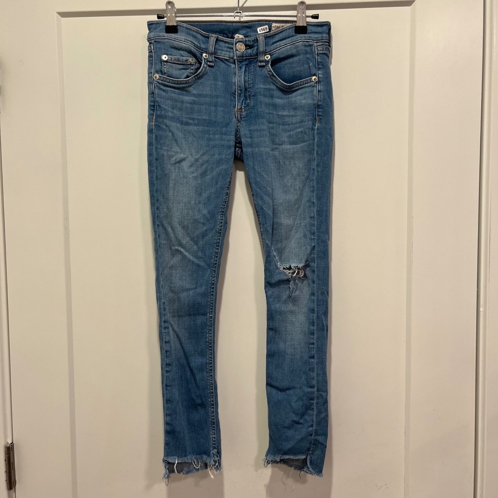 Rag & Bone Capri Sunset Distressed Skinny Jeans Step Hem W1526K131SUN Size 25